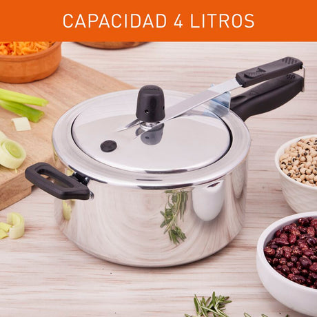 Olla a Presión Imusa Maxi Gris 39x16cm de Cuatro Litros con Cierre Interno - OLLAS Y SARTENES | Bylmo