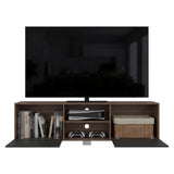 Rack de TV Classic Avellana y Wengue 180x52.5cm para TV Hasta 70" Pulgadas con Cuatro Compartimientos