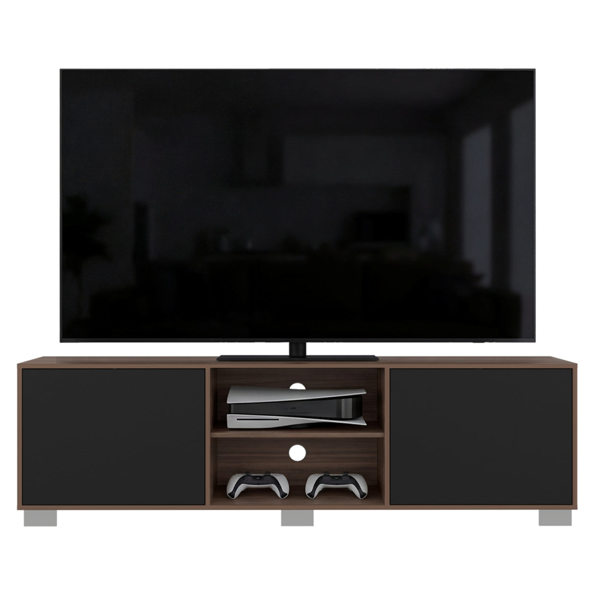 Rack de TV Classic Avellana y Wengue 180x52.5cm para TV Hasta 70" Pulgadas con Cuatro Compartimientos