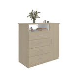 Cómoda Z 91 Cartagena y Blanco 91x88.6cm De Cuatro Hileras con Cuatro Cajones y con Espacio para TV