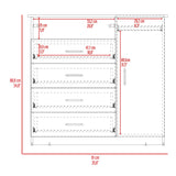 Cómoda Z 91 Cartagena y Blanco 91x88.6cm De Cuatro Hileras con Cuatro Cajones y con Espacio para TV