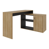 Escritorio en L Axis Eco Fresno y Wengue 125x71cm con Organizador de Libros y sin Cajones - ESCRITORIOS | Bylmo