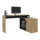 Escritorio en L Axis Eco Fresno y Wengue 125x71cm con Organizador de Libros y sin Cajones - ESCRITORIOS | Bylmo