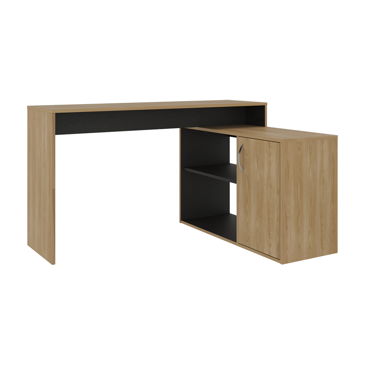 Escritorio en L Axis Eco Fresno y Wengue 125x71cm con Organizador de Libros y sin Cajones - ESCRITORIOS | Bylmo