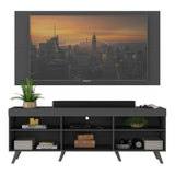Combo Rack con Panel de Tv Florida Negro 175x63cm para Tv Hasta 65" Pulgadas con Dos Cajones y con Cuatro Compartimientos - MUEBLES DE TV | Bylmo
