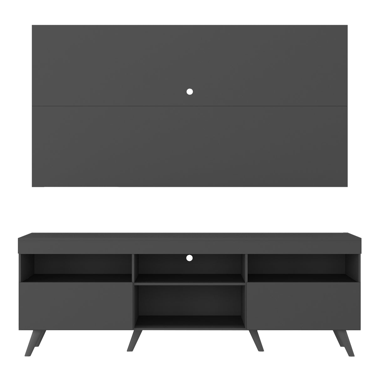 Combo Rack con Panel de Tv Florida Negro 175x63cm para Tv Hasta 65" Pulgadas con Dos Cajones y con Cuatro Compartimientos - MUEBLES DE TV | Bylmo