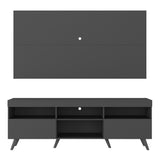 Combo Rack con Panel de Tv Florida Negro 175x63cm para Tv Hasta 65" Pulgadas con Dos Cajones y con Cuatro Compartimientos - MUEBLES DE TV | Bylmo