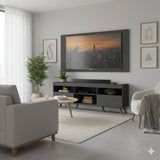 Combo Rack con Panel de Tv Florida Negro 175x63cm para Tv Hasta 65" Pulgadas con Dos Cajones y con Cuatro Compartimientos - MUEBLES DE TV | Bylmo