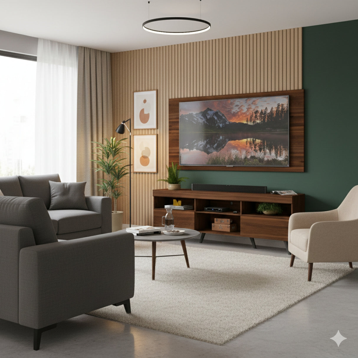 Combo Rack con Panel de Tv Florida Marrón 175x63cm para Tv Hasta 65" Pulgadas con Dos Cajones y con Cuatro Compartimientos - MUEBLES DE TV | Bylmo