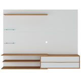 Centro de Entretenimiento Rio Blanco y Marrón 180x141cm para Tv Hasta 65" Pulgadas con Un Cajón y con Cinco Compartimientos - MUEBLES DE TV | Bylmo