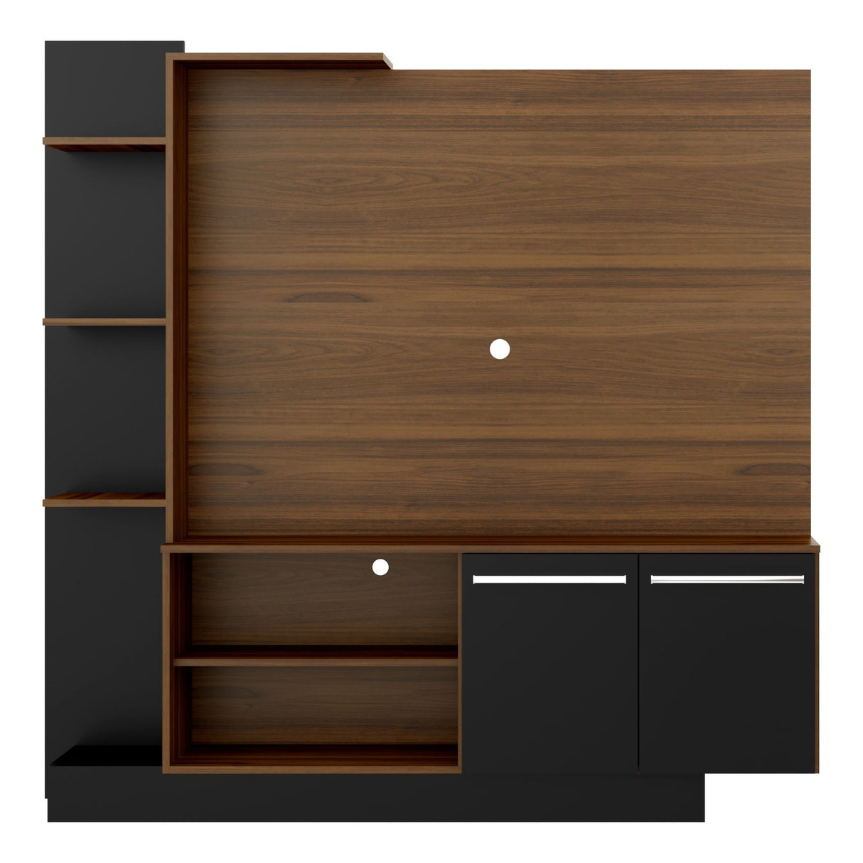 Centro de Entretenimiento Colon Negro y Marrón 165x164cm para Tv Hasta 55" Pulgadas con Un Cajón y con Seis Compartimientos - MUEBLES DE TV | Bylmo