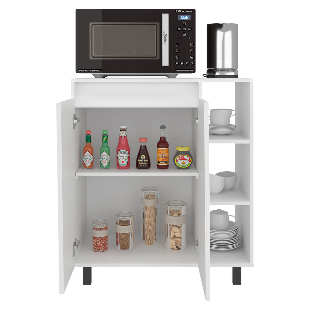 Mueble Microondas Cesena Blanco 80x92.2cm con Dos Puertas y con Patas