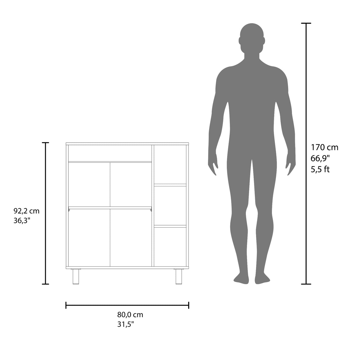 Mueble Microondas Cesena Blanco 80x92.2cm con Dos Puertas y con Patas