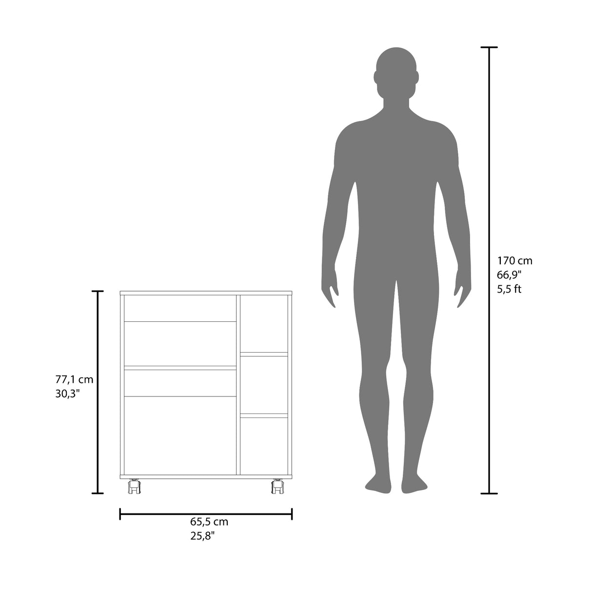 Carro Microondas Kaito Blanco 65.5x77.1cm con Una Puerta y con Ruedas