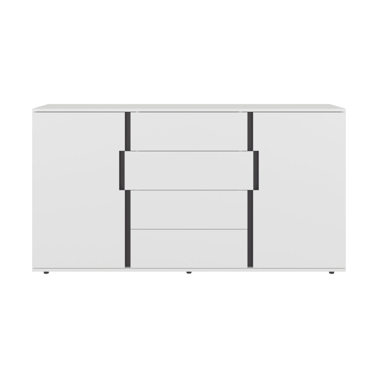 Cómoda Bisbee Blanco Marquez y Plomo 160x85cm de Cuatro Hileras con Cuatro Cajones - CAJONERAS Y COMODAS | Bylmo