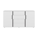 Cómoda Bisbee Blanco Marquez y Plomo 160x85cm de Cuatro Hileras con Cuatro Cajones - CAJONERAS Y COMODAS | Bylmo