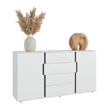 Cómoda Bisbee Blanco Marquez y Plomo 160x85cm de Cuatro Hileras con Cuatro Cajones - CAJONERAS Y COMODAS | Bylmo