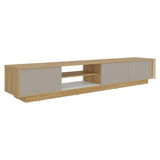 Rack de TV Maldivas Fresno Europeo y Capri 230x40cm para TV Hasta 85" Pulgadas con Dos Compartimientos - MUEBLES DE TV | Bylmo