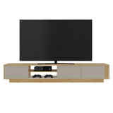 Rack de TV Maldivas Fresno Europeo y Capri 230x40cm para TV Hasta 85" Pulgadas con Dos Compartimientos - MUEBLES DE TV | Bylmo