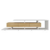 Rack de TV Quito Blanco Marquez y Fresno 200x44.4cm para TV Hasta 65" Pulgadas con Cuatro Compartimientos - MUEBLES DE TV | Bylmo