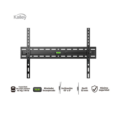 Soporte de TV Fijo Kalley Negro Mate 63.5x5.3cm de Pared para TV Hasta 86" Pulgadas - SOPORTES PARA TV | Bylmo