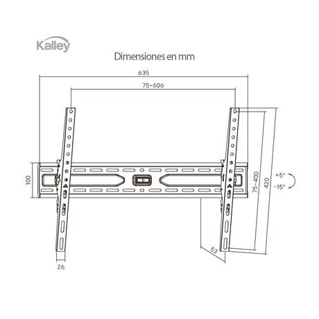 Soporte de TV Fijo Kalley Negro Mate 63.5x5.3cm de Pared para TV Hasta 86" Pulgadas - SOPORTES PARA TV | Bylmo
