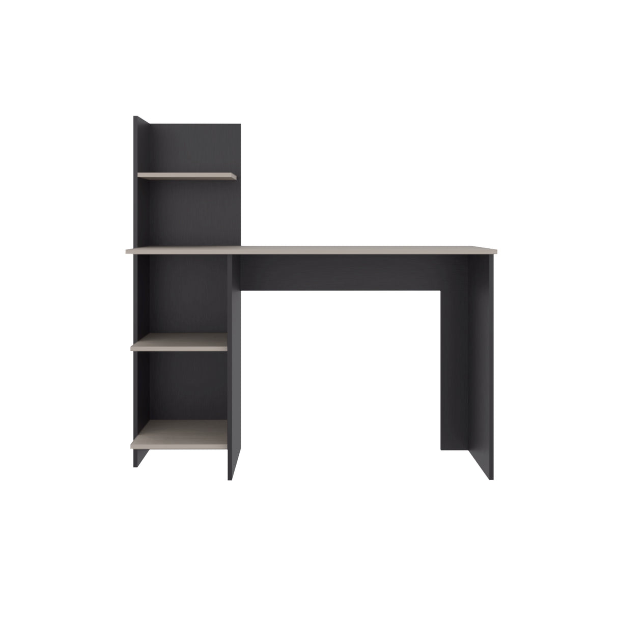 Escritorio Office Wengue y Bardolino 110x110cm sin Cajones y con Organizador de Libros - ESCRITORIOS | Bylmo