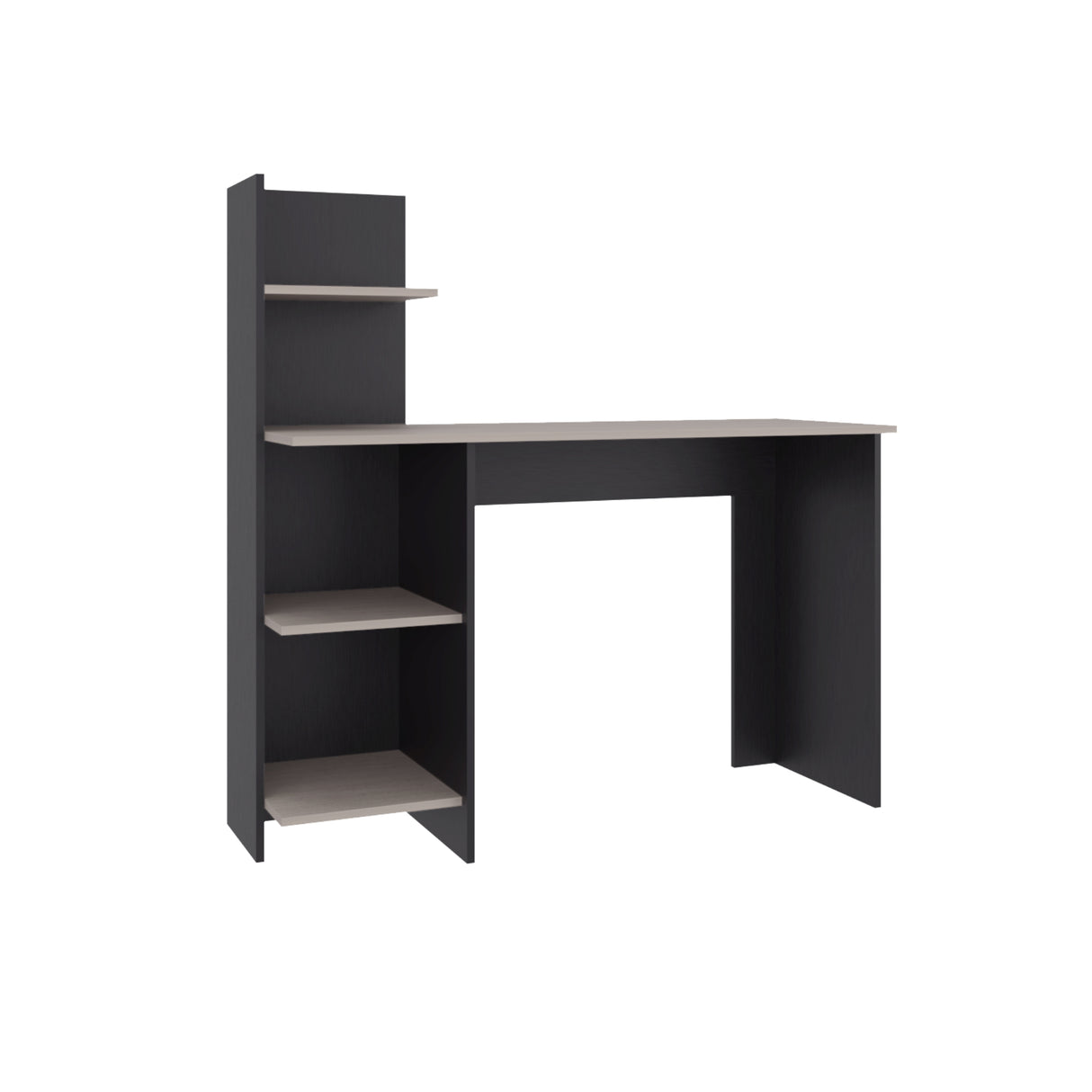 Escritorio Office Wengue y Bardolino 110x110cm sin Cajones y con Organizador de Libros - ESCRITORIOS | Bylmo