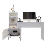 Escritorio Trix Niebla y Blanco 142x120cm con Organizador de Libros