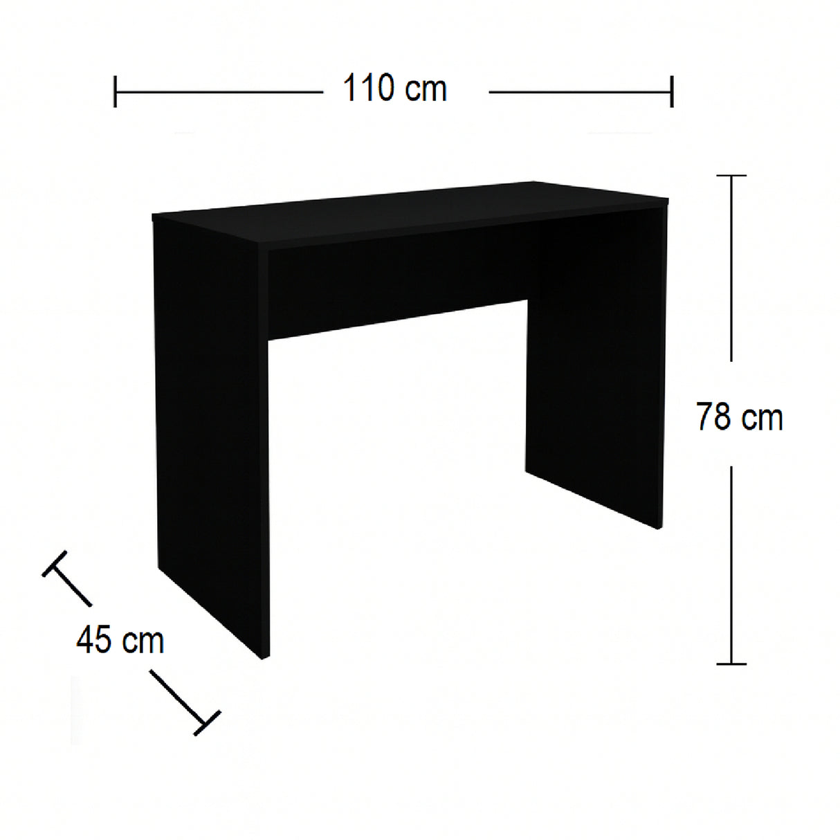 Escritorio Work Negro 110x78cm sin Cajones