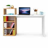 Escritorio College Blanco y Madera Clara Natural 100x91.5cm con Organizador de Libros