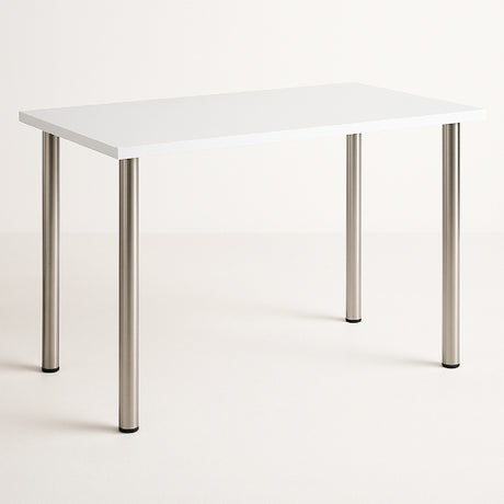 Combo Escritorio y Silla Alfa Blanco y Metal Rustic 120x75cm con Organizador de Libros - ESCRITORIOS | Bylmo