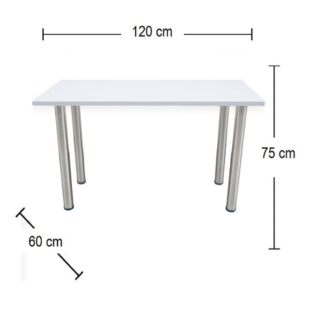 Combo Escritorio y Silla Alfa Blanco y Metal Rustic 120x75cm con Organizador de Libros - ESCRITORIOS | Bylmo