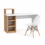 Combo Escritorio y Silla College Madera Clara Natural y Blanco 100x91.5cm con Organizador de Libros - ESCRITORIOS | Bylmo