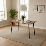 Mesa de Comedor Madera Oscura y Negro 110x75cm Rectangular de Seis Puestos sin Sillas y con Patas Metálicas
