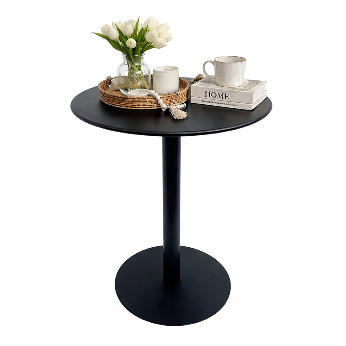 Mesa de Comedor Maiu Negro 60x72cm Circular de Pedestal para Cuatro Puestos sin Sillas