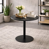 Mesa de Comedor Maiu Negro 60x72cm Circular de Pedestal para Cuatro Puestos sin Sillas