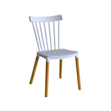 Comedor Guam Madera Clara Natural y Blanco 80x75cm Circular de Cuatro Puestos con Cuatro Sillas