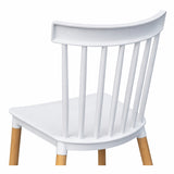 Comedor Guam Madera Clara Natural y Blanco 80x75cm Circular de Cuatro Puestos con Cuatro Sillas