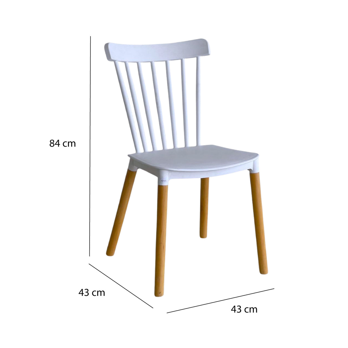Comedor Guam Madera Clara Natural y Blanco 80x75cm Circular de Cuatro Puestos con Cuatro Sillas