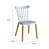 Comedor Guam Madera Clara Natural y Blanco 80x75cm Circular de Cuatro Puestos con Cuatro Sillas