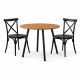 Comedor Ibiza Amaretto y Negro 80x75cm Circular de Cuatro Puestos con Dos Sillas