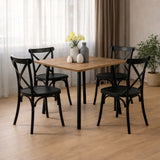 Comedor Ibiza Amaretto y Negro 80x75cm Cuadrado de Cuatro Puestos con Cuatro Sillas - COMEDORES | Bylmo