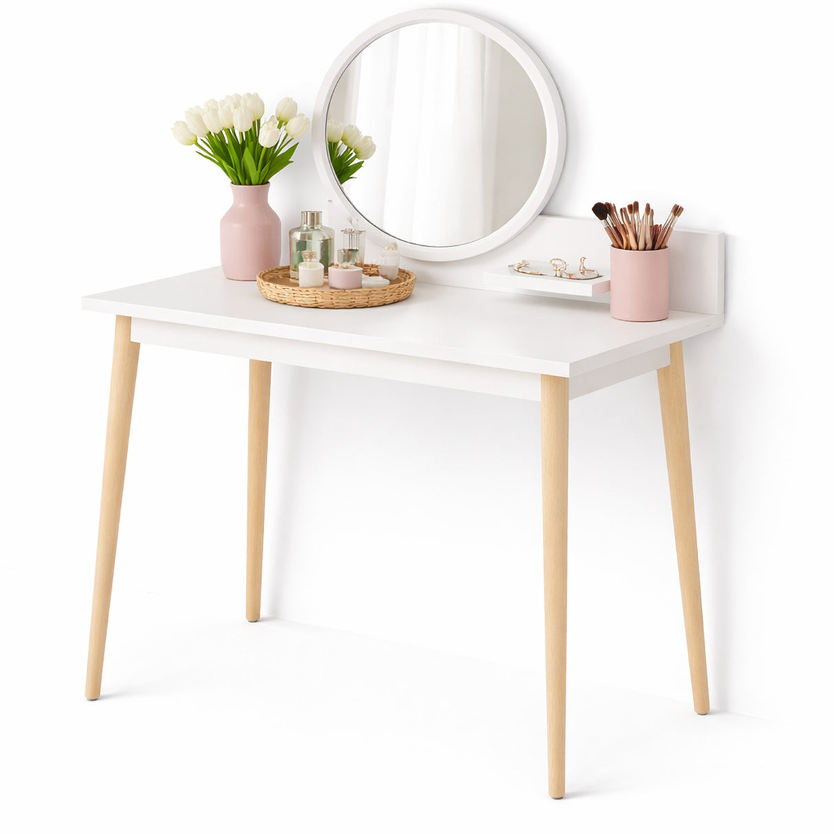 Combo Tocador Nice Blanco 100x135cm con Silla Eames y Espejo - TOCADORES | Bylmo