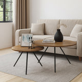 Mesa de Centro Prime Amaretto y Negro 80x41.5cm Circular con Patas