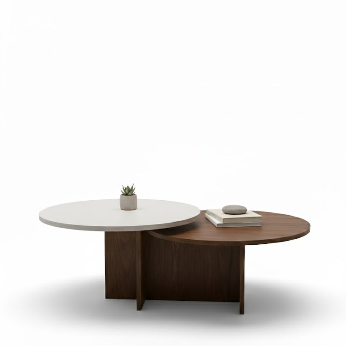Mesa de Centro Blanco y Amaretto 100x40cm Circular con Patas