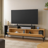 Mesa para TV Live Fresno y Negro 180x58cm para TV Hasta 65" Pulgadas con Cinco Compartimientos