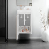 Mueble para Lavamanos Syracuse Blanco Marquez y Pino 39.6x60.8cm Individual con Lavamanos y con Un Cajón