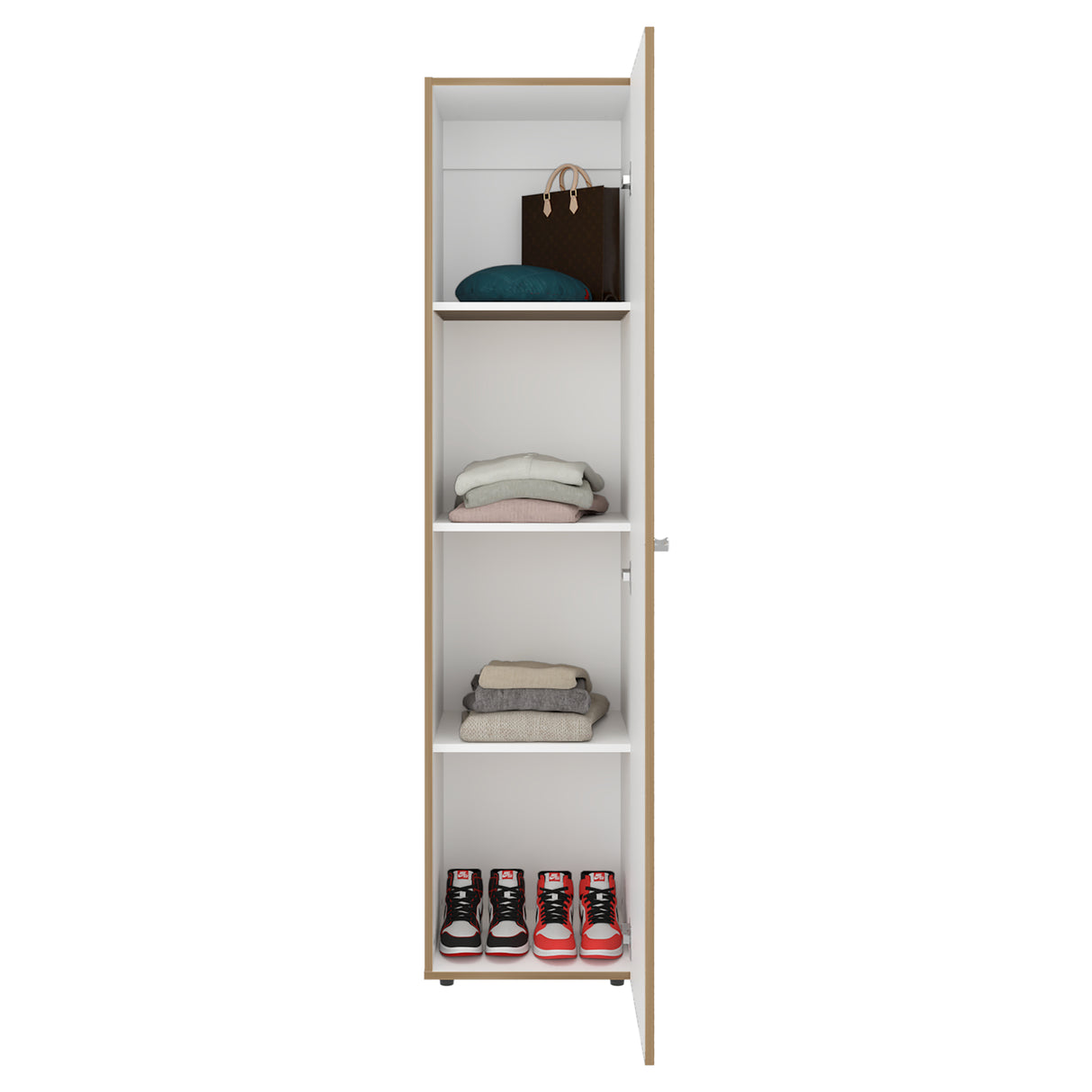 Closet Home Dreams Fresno y Blanco 40x170cm con Tres Entrepaños con Una Puerta y con Espejo