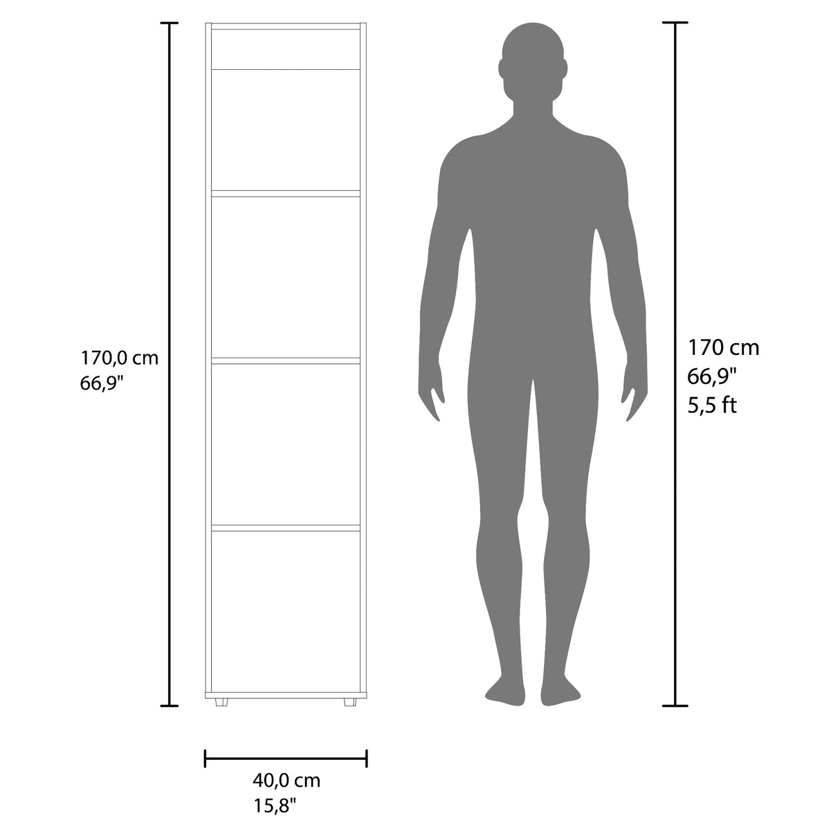 Closet Home Dreams Blanco Marquez 40x170cm con Tres Entrepaños con Una Puerta y con Espejo